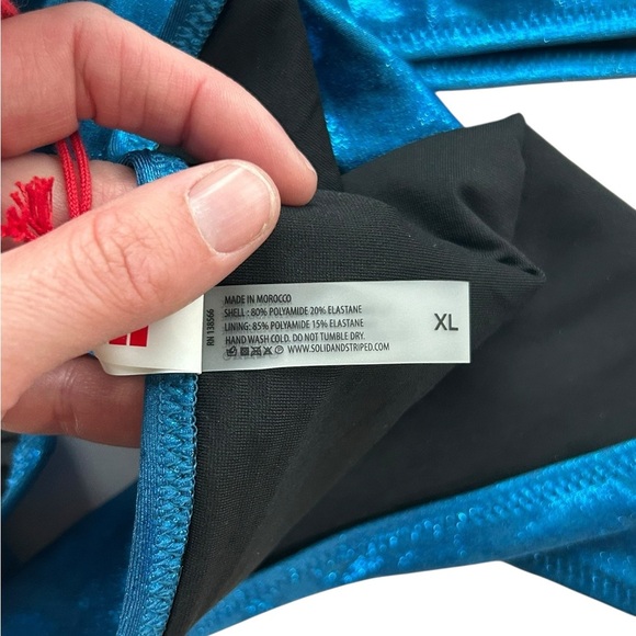 Solid & Striped Women's Metallic Blue The Brody Bikini Set Sz XL - Picture 12 of 13